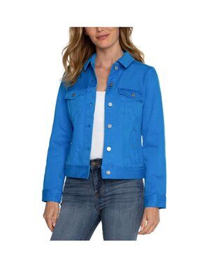 Liverpool Los Angeles Diva Blue Classic Denim Jean Jacket Crop Size XS Coat